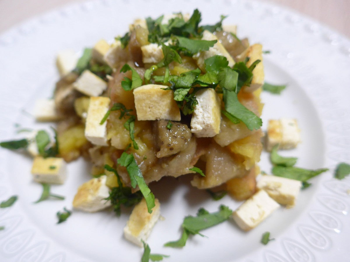 Tofu com Batata doce e Beringela