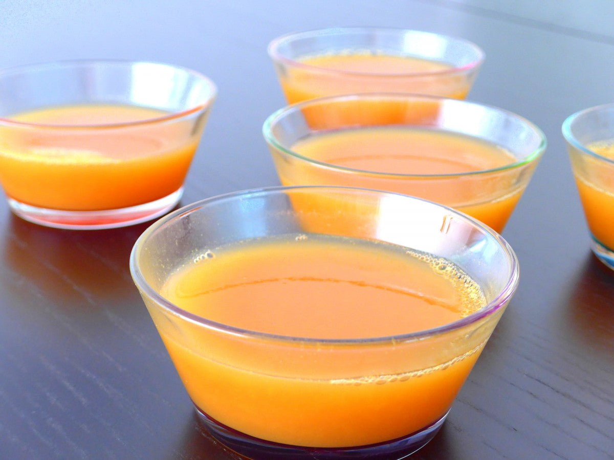 Gelatina saudável de manga e laranja
