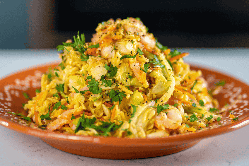 bacalhau à brás com legumes