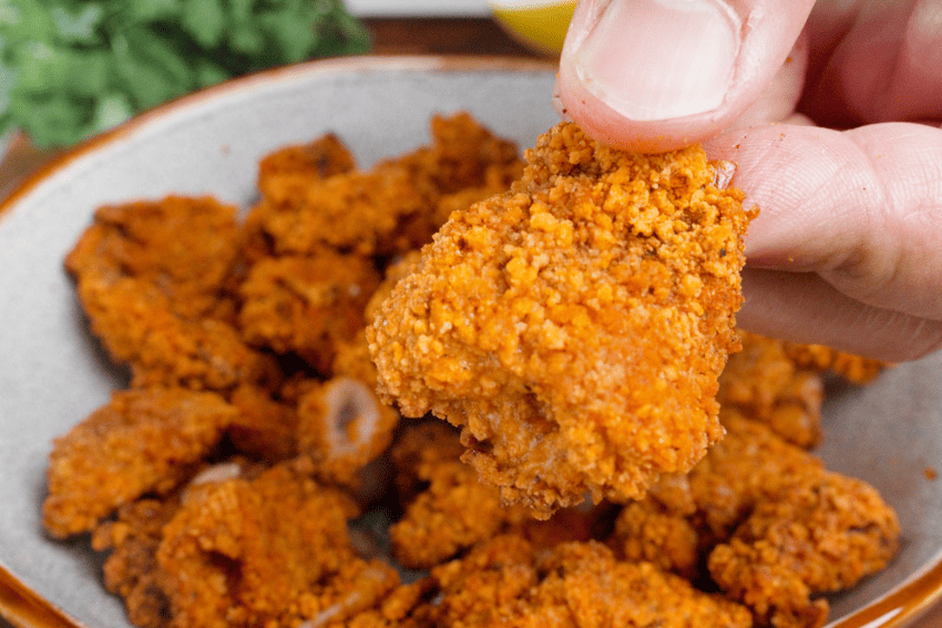 Chipirones ou puntillitas crocantes preparados na Air Fryer