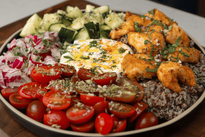 saladas com espetadas