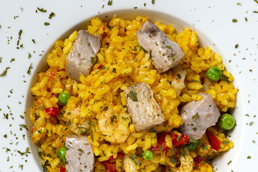 Arroz de açafrão com peru
