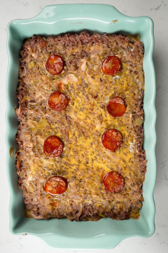 Arroz de frango e alheira