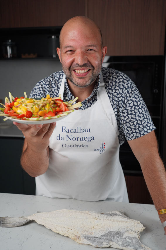Tártaro de bacalhau com manga