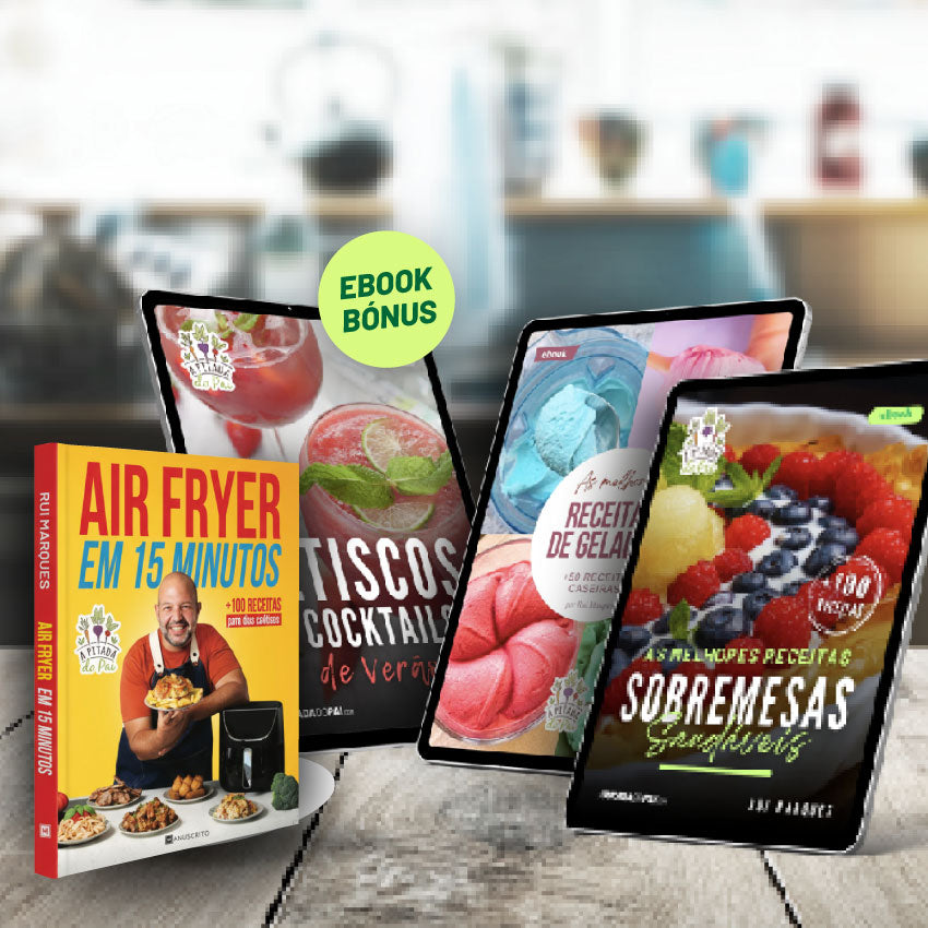 Ebook as Melhores Receitas Sobremesas Saudáveis + Receitas de Gelados + Livro Air Fryer + Cocktails e Petiscos (bónus)