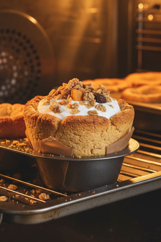 Copos de iogurte e granola no forno (tipo muffins)