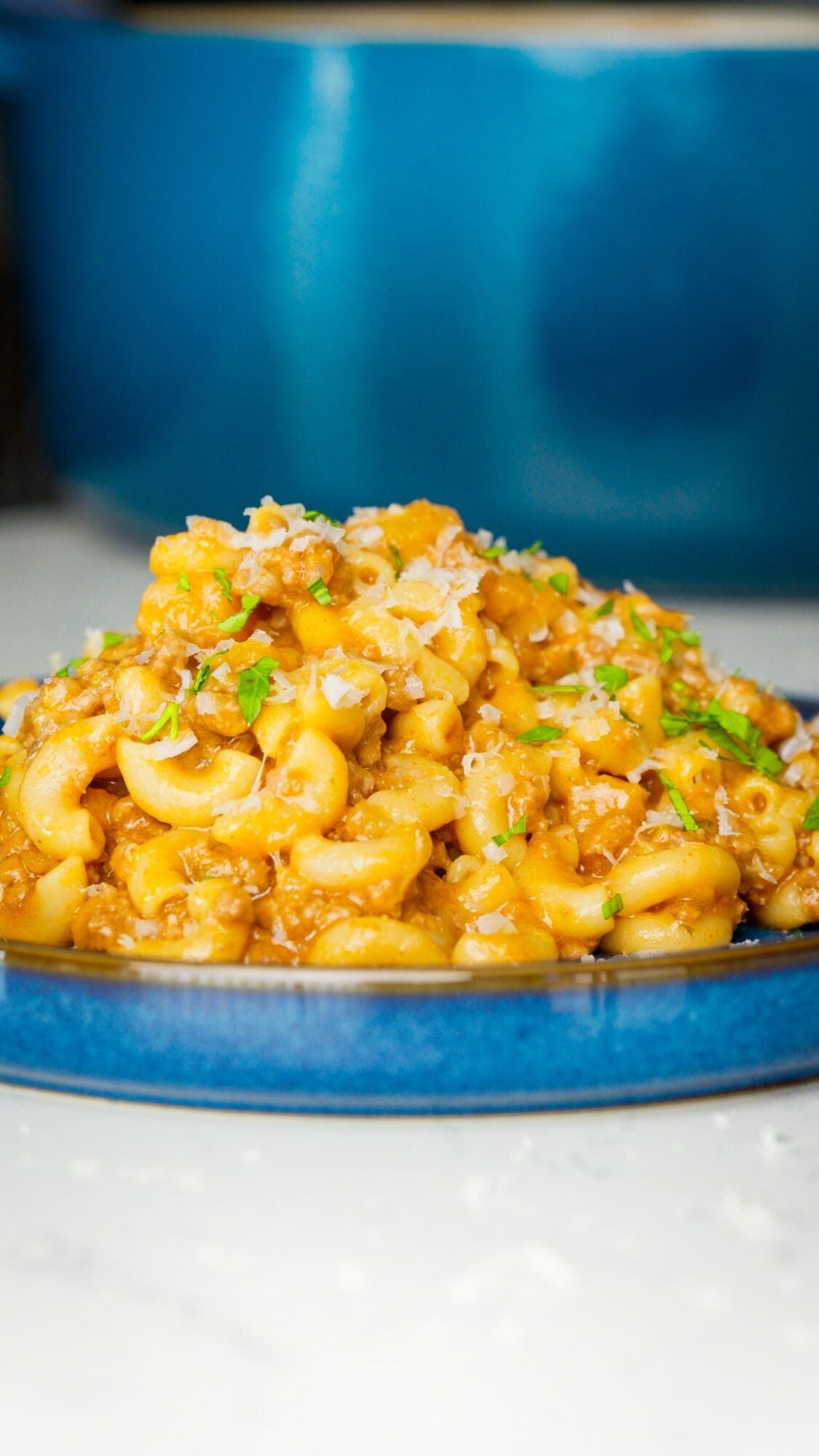 One Pot Mac &amp; Cheese com carne picada e abóbora