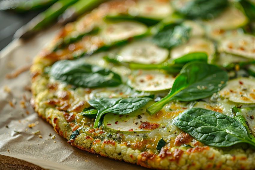 Pizza caseira com base de curgete