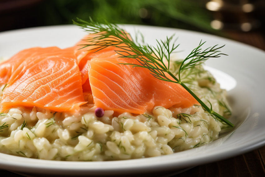 Risoto de salmão fumado