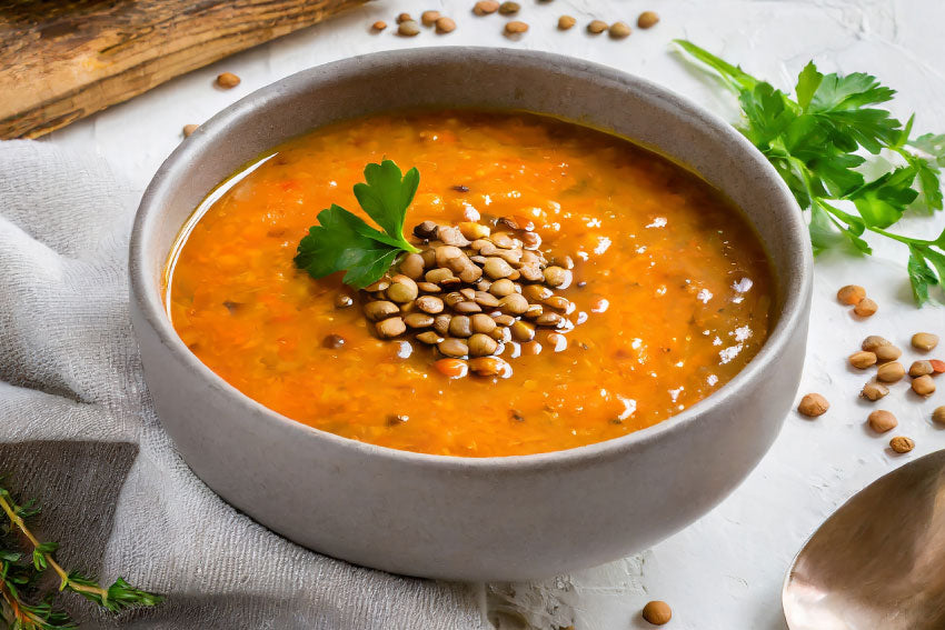 A melhor sopa de tomate e lentilhas